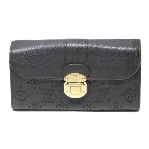 Louis Vuitton Black Noir Bifold Iris Mahina Leather Long Portefeuille Wallet - Picture 1 of 4